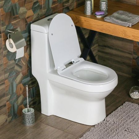 Унитаз напольный с бачком Melana 2806D-805 белый с сиденьем микролифт безободковый душевой смыв