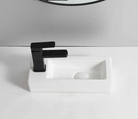 Раковина из санфаянса CeramaLux 9272R 37х18 накладная цвет белый 1 отверстие под смеситель