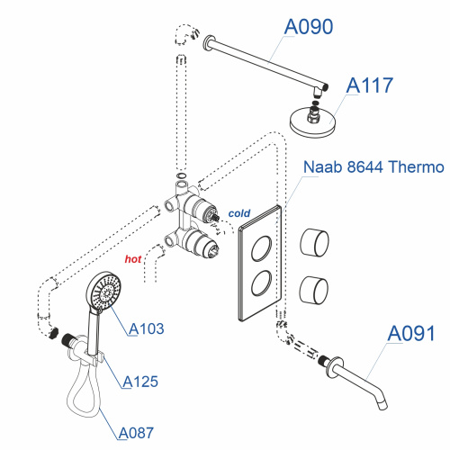 Душевая система WasserKRAFT A178644 Thermo встраиваемая в стену - фото 4
