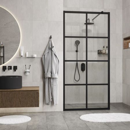 Душевая перегородка Wasserkraft Glan 66W 66W44 100х200 стекло прозрачное профиль черный