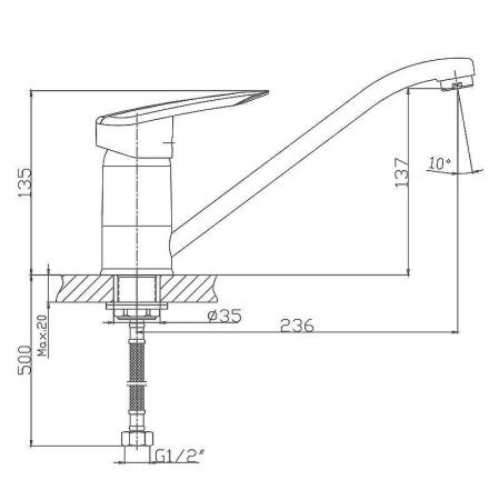 Смеситель для кухни Haiba HB07 HB4907 на мойку хром