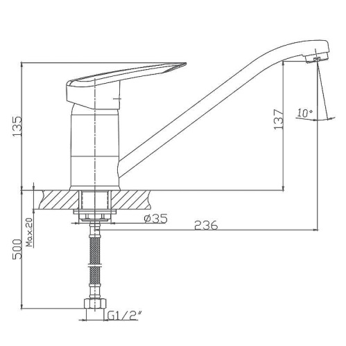 Смеситель для кухни Haiba HB07 HB4907 на мойку хром - фото 2