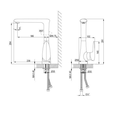 Смеситель для кухни LeMark Status LM4405C на мойку хром