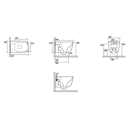 Чаша унитаза подвесная Kerasan Tribeca 511431 цвет черный матовый без сиденья безободковая душевой смыв - фото 2