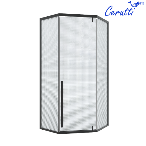 Душевой уголок Cerutti SPA C3ABD 90х90 стекло прозрачное профиль черный без поддона - фото 3