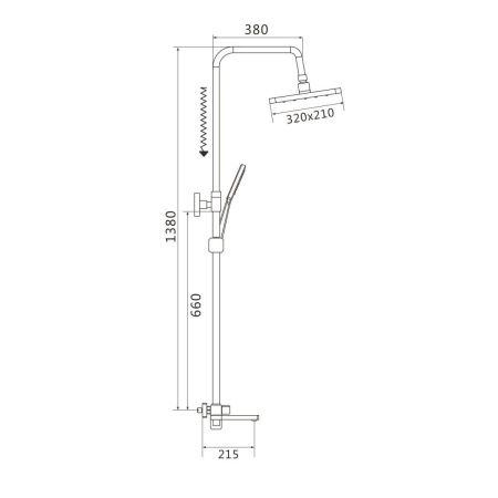 Душевая стойка Shevanik S9936G настенная цвет золото