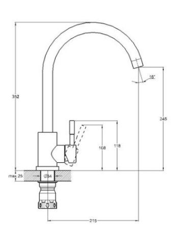 Смеситель для кухни D-Lin H155315 на мойку сатин