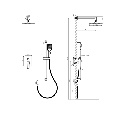 Душевая система Rush Thira TR3635-41Black встраиваемая в стену цвет черный - фото 2