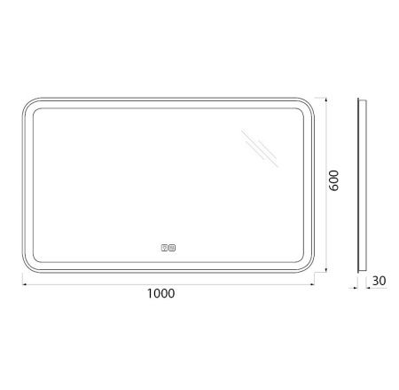 Зеркало с подсветкой и антизапотеванием BelBagno Marino SPC-MAR-1000-600-LED-TCH-WARM 100х60 подвесное