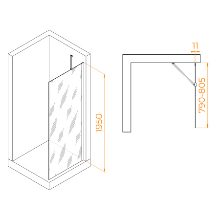 Душевая перегородка RGW Walk In 351010208-15 80х195 стекло прозрачное профиль белый