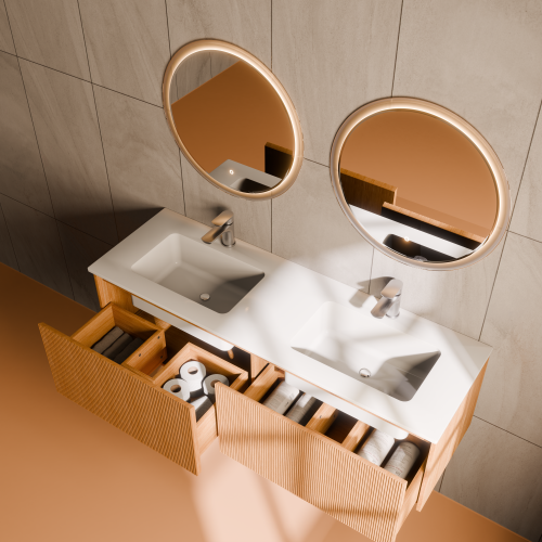 Тумба с раковиной ArtDecco Elizabeth (Элизабет) AEL14W11D200 140x45x40 подвесная цвет белый дуб - фото 3