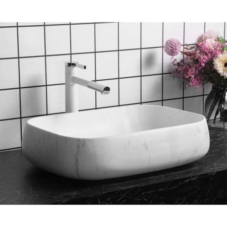 Раковина из сантехнического фарфора Cerutti SPA CR0086 MMW1 60х40 накладная цвет белый без отверстий под смеситель