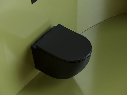 Унитаз подвесной Ceramica Nova UNO CN11001MB черный с сиденьем микролифт безободковый душевой смыв - фото 4