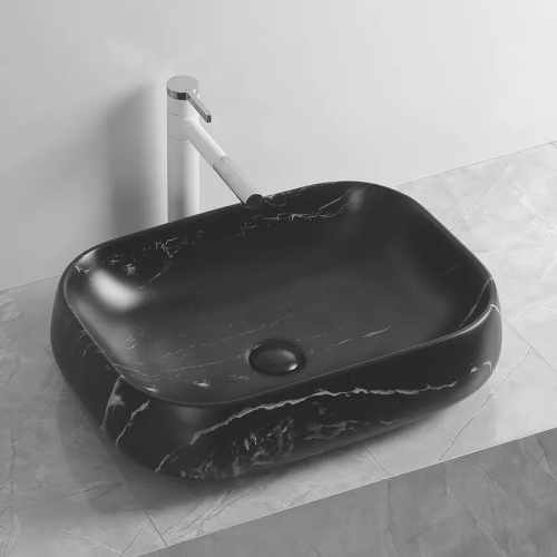 Раковина из сантехнического фарфора Cerutti SPA CR0086 MMB2 57х40 накладная цвет мрамор матовый черный - фото 4