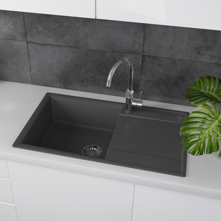 Кухонная мойка LeMark Imandra 840 9910031 84х50 цвет антрацит поверхность матовая