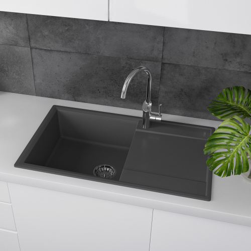 Кухонная мойка LeMark Imandra 840 9910031 84х50 цвет антрацит - фото 3