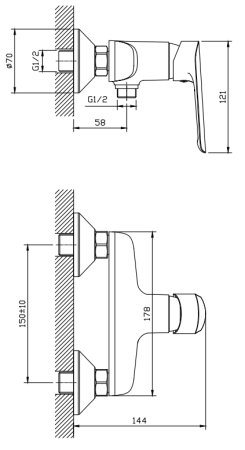 Смеситель для ванны и душа Esko LG80W настенный белый