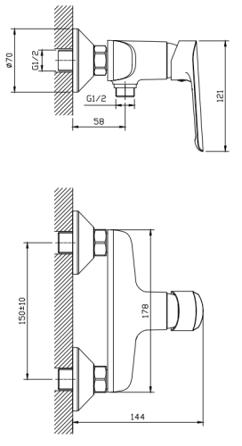 Смеситель для ванны и душа Esko LG80W настенный белый - фото 3