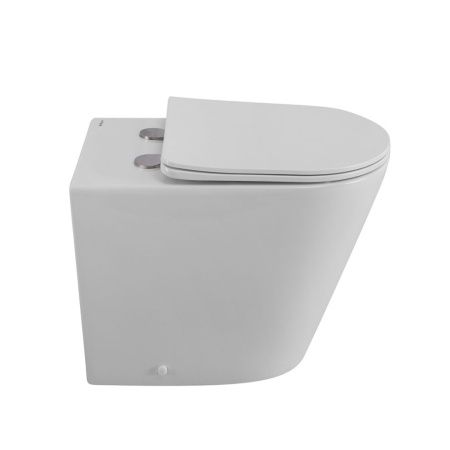 Унитаз приставной BelBagno FLAY-R BB1003CBR/SC белый с сиденьем микролифт безободковый каскадный смыв
