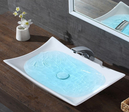 Раковина из санфаянса CeramaLux 9176 57х43 накладная цвет белый 1 отверстие под смеситель