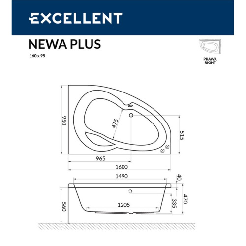 Ванна гидромассажная Excellent NEWA WAEX.NEP16.SMART.GL 160х95  асимметричная - фото 3