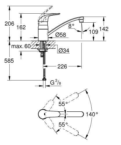 Смеситель Grohe Euroeco 32750000 на мойку хром - фото 2