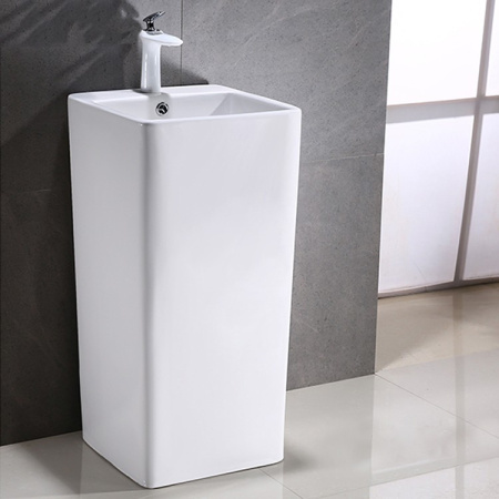 Раковина из санфаянса CeramaLux P7004L 40х40 напольная цвет белый 1 отверстие под смеситель