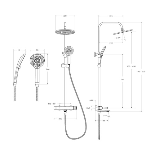 Душевая стойка Cezares LUX LUX-CVD-01 настенная цвет хром - фото 3