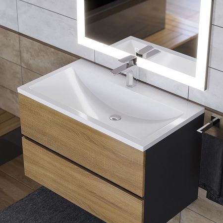 Раковина из искусственного камня Uperwood Self 4538341002 80х50 полувстраиваемая цвет белый