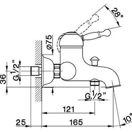 Смеситель для ванны Cisal Arcana Royal AY00013027 настенный бронза