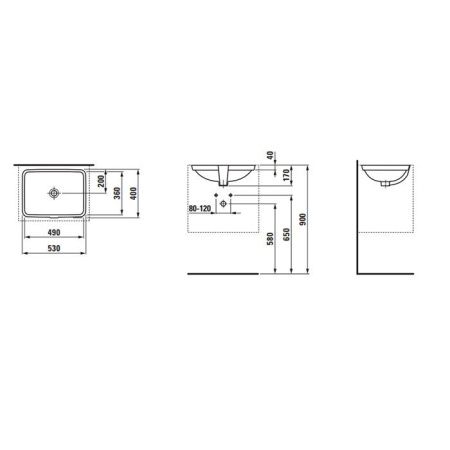 Раковина керамическая Laufen Pro 8.1196.0.000.109.1 50 см встраиваемая цвет белый без отверстий под смеситель