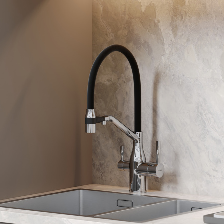 Смеситель для кухни Sancos Orta SC4008CH на мойку хром/черный