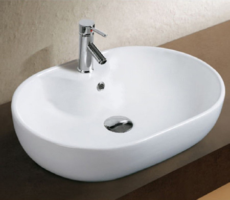 Раковина из санфаянса CeramaLux 9163 63х42 накладная цвет белый 1 отверстие под смеситель