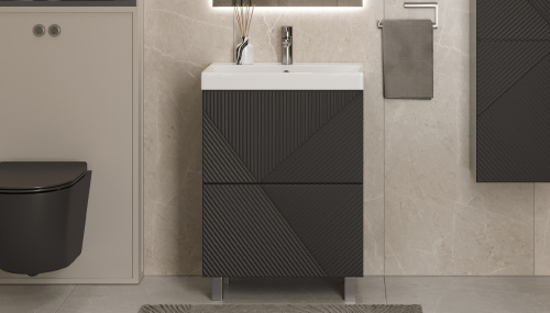 Тумба под раковину Velvex EDGE tn.EDG.9696.60.2Y графит 60х39х80 напольная цвет графит - фото 2