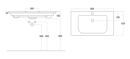 Раковина мебельная керамическая Dreja Soft 80 13080-KL 80х50 накладная цвет белый