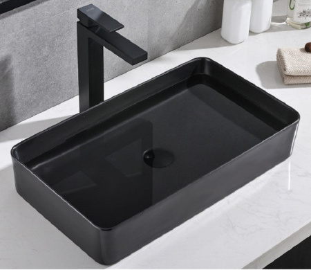 Раковина CeramaLux 9396MB 61х40 накладная цвет черный матовый