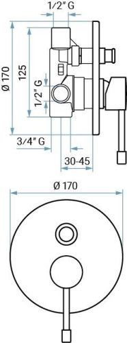 Смеситель Emmevi Eden 71019/CR встраиваемый в стену хром - фото 2