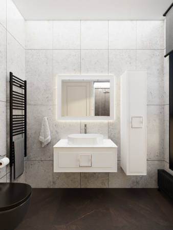 Тумба со столешницей La Fenice CUBO NFNC-01-CUB-B-80-3-GG 80х50 подвесная цвет белый