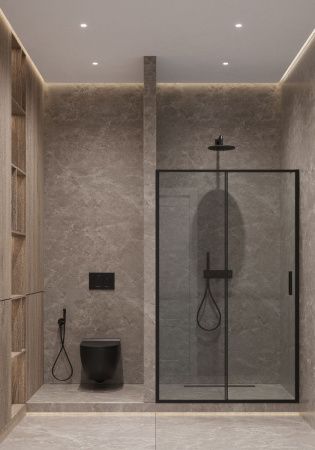 Душевая дверь Timo T04 150х195 стекло прозрачное профиль черный