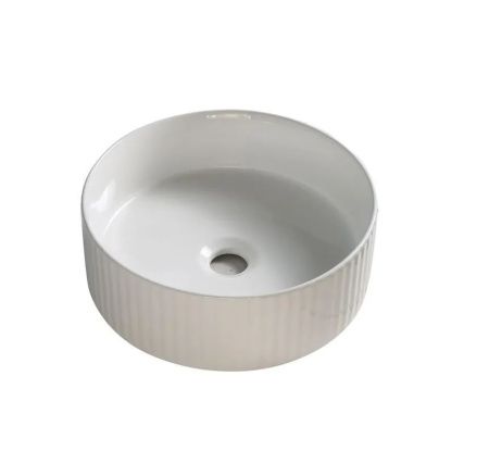 Раковина из сантехнического фарфора Sintesi SIN-LVB-APP-410 40х40 накладная цвет белый без отверстий под смеситель