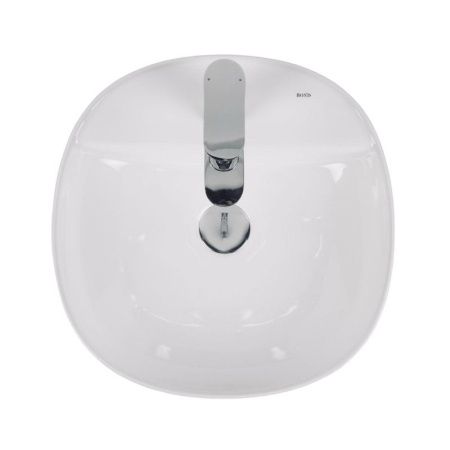 Раковина из сантехнического фарфора Bond Oval S01-410 40х40 накладная цвет белый 1 отверстие под смеситель