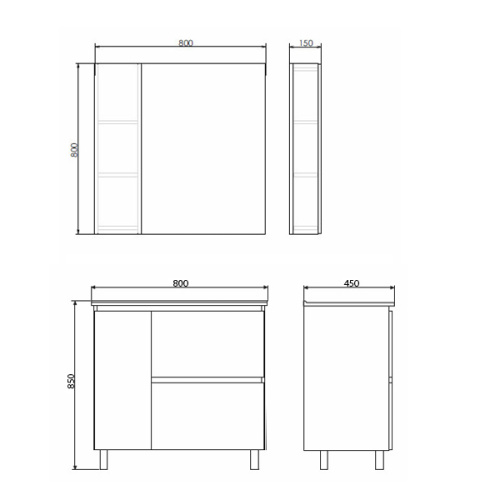 Тумба с раковиной Comforty 00-00012959CF 80x45x85 - фото 2