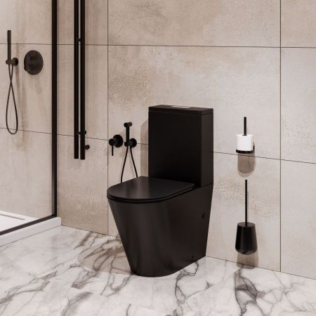 Унитаз напольный с бачком Grossman Торнадо GR-4458BMSQ черный с сиденьем микролифт безободковый смыв торнадо