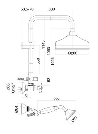 Душевая стойка Fiore 01OO0620 настенная цвет золото