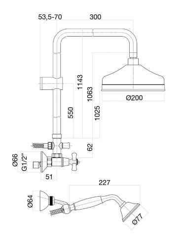 Душевая стойка Fiore 01OO0620 настенная цвет золото - фото 3