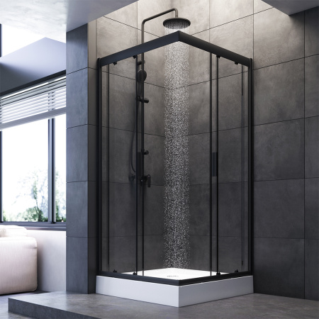 Душевой уголок Am.Pm Gem W90G-403-090BT 90х90 стекло прозрачное профиль черный матовый без поддона
