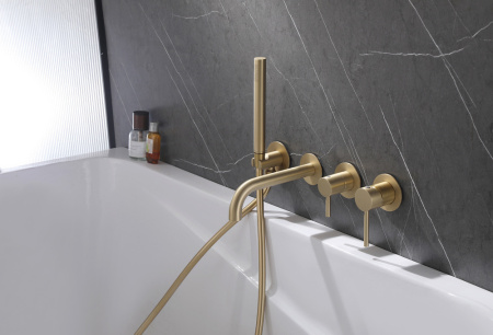 Смеситель для ванны и душа Abber Wasser Kreis AF8130G встраиваемый в стену золото