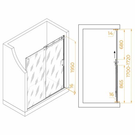 Душевая дверь RGW Tornado 02071417-11 170х195 стекло прозрачное профиль хром