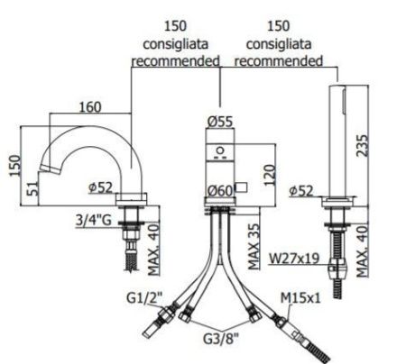 Смеситель Paffoni Light LIG047ST на борт ванны хром