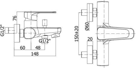 Смеситель для ванны с душем Paffoni Sly SY022CR настенный хром
